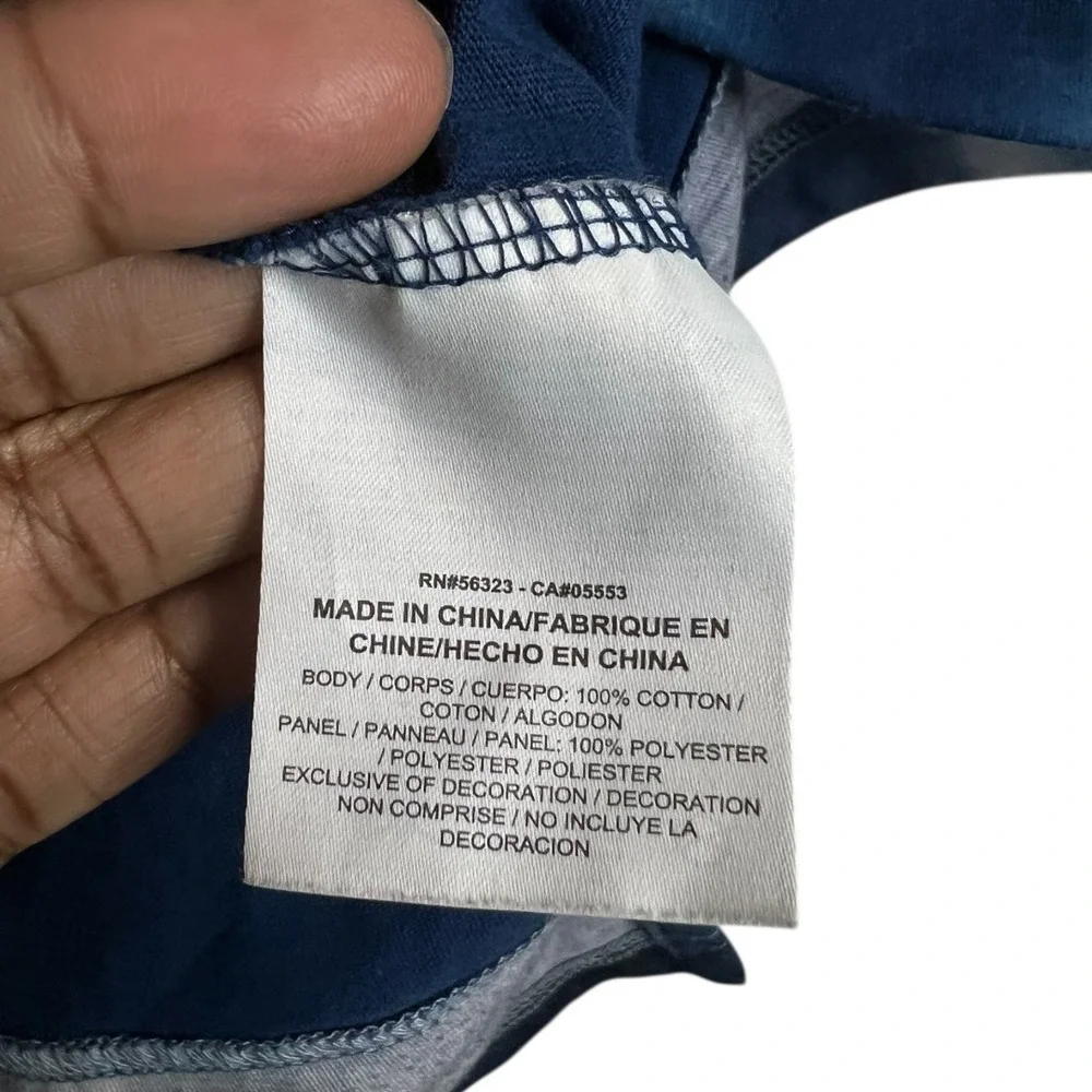 Nike International Women's Long Sleeve Graphic Top Blue Layered Hem - Size Large